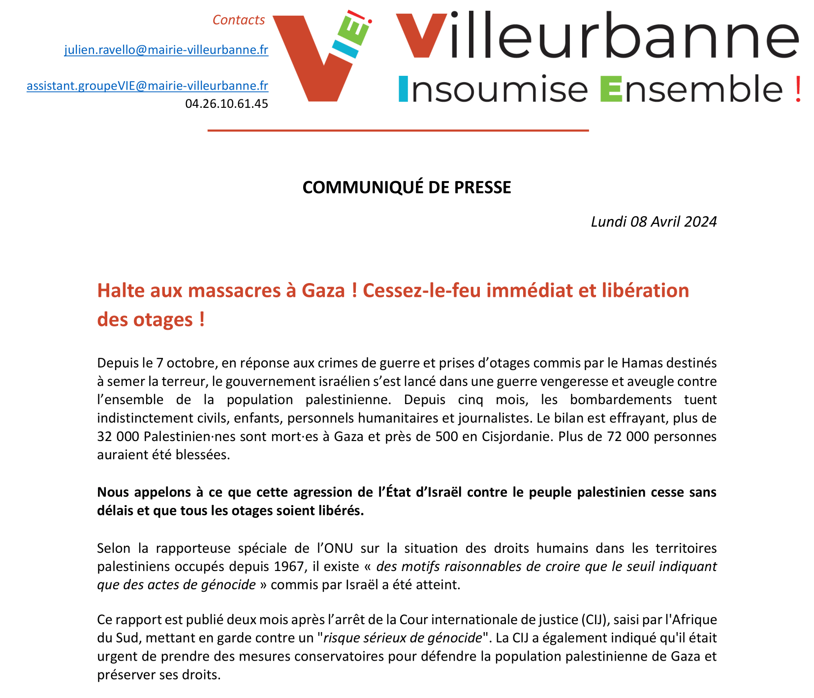 Halte aux massacres à Gaza ! Cessez-le-feu immédiat et libération des otages !